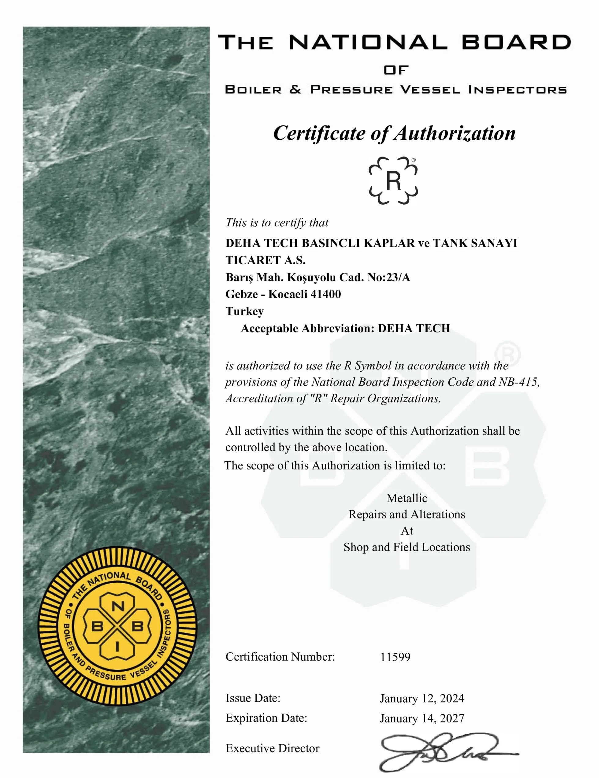 ASME R Certificate