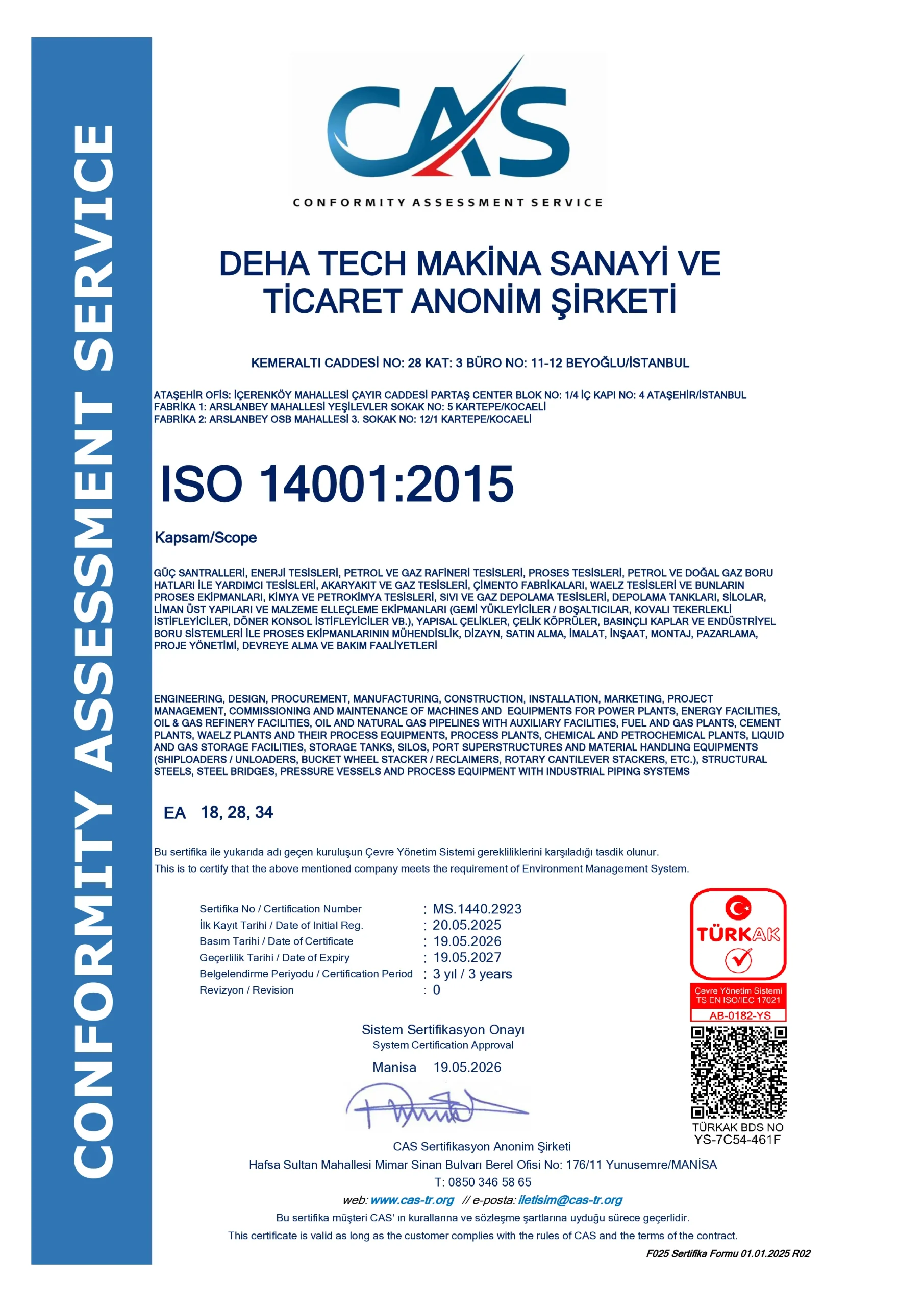 ISO 14001:2015 Certificate