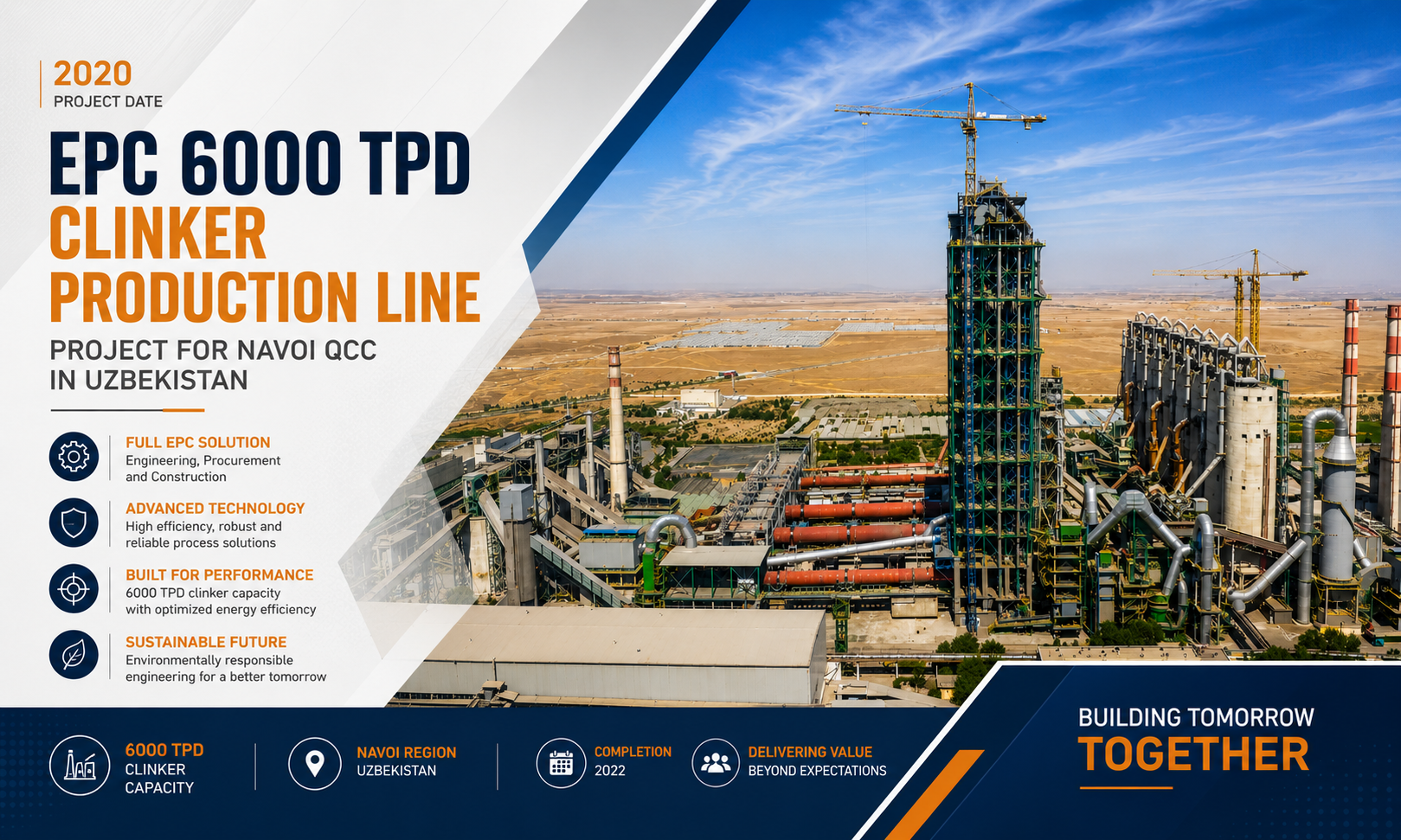 EPC 6000 TPD Clinker Production Line Project for Navoi QCC in Uzbekistan